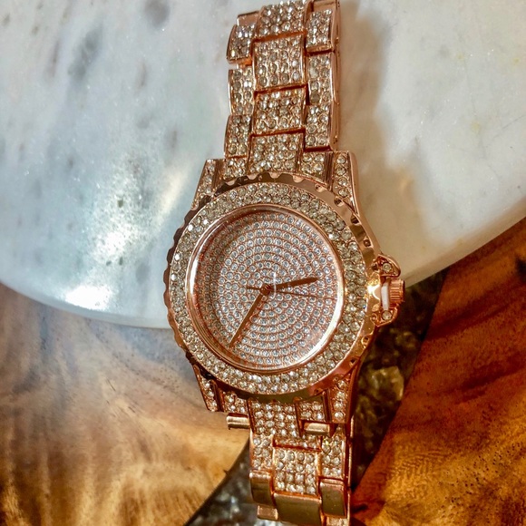 Rose Gold Crystal Covered Watch - Picture 4 of 8